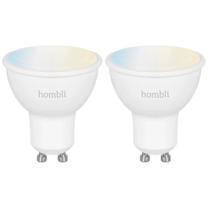 Due lampadine Hombli Smart Spot GU10 bianche, illuminazione smart dimmerabile.