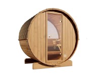 FinnTherm Fasssauna NaturbelassenØ 204 cm x T 160 cm Halbrund Glas Rückwand