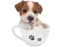 Vivid Arts Jack-Russell-Welpe in der Tasse Rot-Weiss (HxBxT) 14,7 x 13 x 10,3 cm