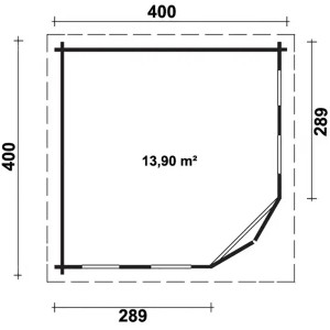 Pianta Alpholz casetta da giardino a 5 angoli Maja, 425x425cm, impregnata, con dimensioni.