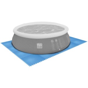 Piscine Happy People avec tapis de protection de sol bleus (8 pièces, 50x50 cm) comme sous-couche.