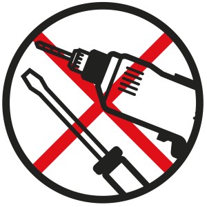 Symbole : Pas de montage avec outils pour les supports de serrage Gardinia.