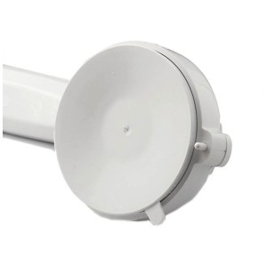 Gros plan : Barre d'appui à ventouse blanche MSV pour salle de bain, charge max. 60 kg.