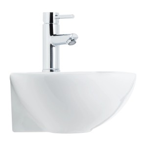 Lavabo à main Dropino blanc 50x30 cm avec robinet à droite.