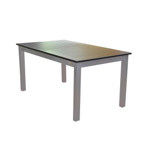 Table Doppler Active Aluminium, table de jardin avec plateau à lattes argent et noir.