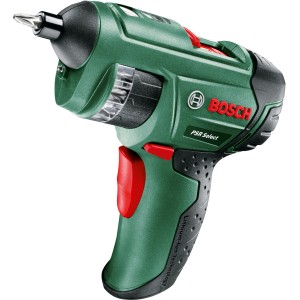 Avvitatore a batteria Bosch PSR Select Solo, verde con caricatore di inserti.