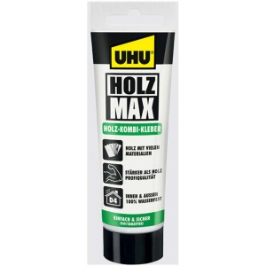 Tubo di colla per legno UHU Holz Max, 100g, beige. Adesivo forte per legno e altri materiali.