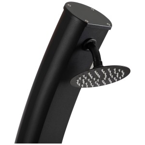 Doccia solare Steinbach Compact 25 l nera con soffione e serbatoio in alluminio.