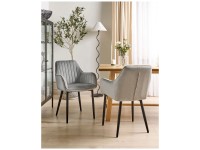 Chaise de salle à manger Wellston velours Gris foncé lot de 2