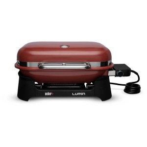 Weber Lumin barbecue elettrico rosso, 2.2 kW, ideale per balconi e terrazze.