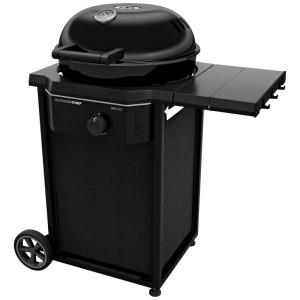 Outdoorchef Barbecue a gas Davos 570 G: Grill a sfera nero con ripiano laterale e indicatore di temperatura.