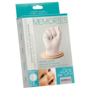 Kit d'empreintes Memories avec cadre en hêtre pour empreinte de main de bébé, kit de modelage pour de beaux souvenirs.