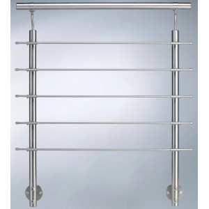 Poteau de balustrade en acier inoxydable V2A, hauteur 100 cm, avec 5 barres rondes pour montage latéral.