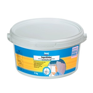 Eimer Knauf Superkleber, 3 kg, gebrauchsfertiger Fliesenkleber für Innenräume.
