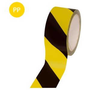 Warnband, schwarz-gelb, 50mm x 66m, zur Markierung von Gefahrenbereichen.
