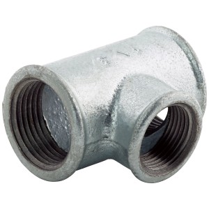 Raccordo a T in ghisa malleabile, 30,3 mm x 24,1 mm, per impianti idraulici e di riscaldamento.
