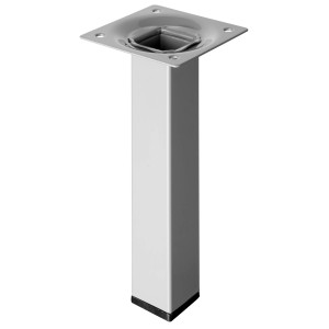 Pied de table Hettich, 150 mm de haut, carré, aspect aluminium. Idéal pour la construction de meubles.