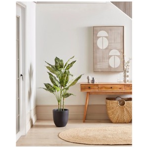 Beliani Dieffenbachia, pianta artificiale alta 110 cm, in vaso nero. Pianta decorativa da interno.
