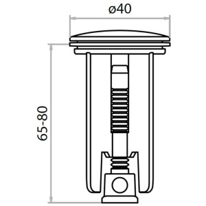 Disegno: Tappo valvola Snap cromato, plastica, Ø 40 mm, altezza regolabile (65-80 mm).