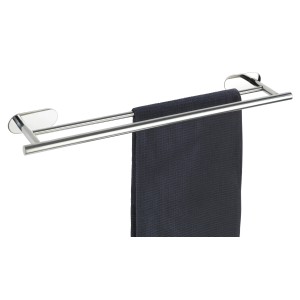 Wenko Porta asciugamani Turbo-Loc in acciaio inox Duo Orea Shine con asciugamano, look lucido.