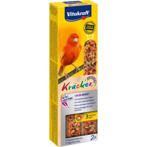 Vitakraft Kräcker Color Boost per canarini, 2 pezzi. Snack con beta-carotene per un piumaggio dai colori intensi.