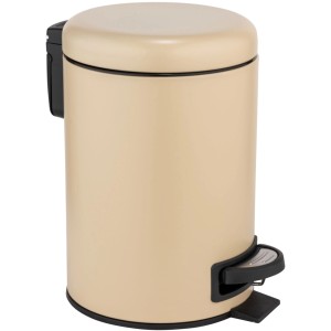 Wenko Leman beige, pattumiera a pedale in acciaio, 3 litri, con pedale per bagno o cucina.