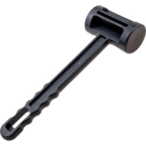 Mazzuola in gomma nera (circa 30 cm) con estrattore per picchetti da campeggio.