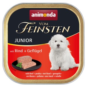 Vom Feinsten Hunde-Nassfutter Junior mit Rind und Geflügel je 150 g / 22 Stk.
