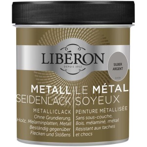 Libéron Smalto Metallico Effetto Seta Argento 0,5 l per effetti brillanti su mobili in legno.
