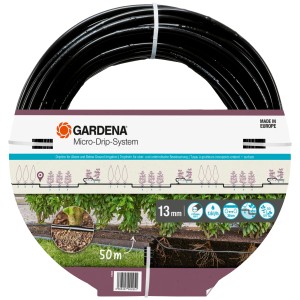 Gardena Tubo gocciolante sopra/sotto terra, 50m, per siepi e cespugli. Micro-Drip-System per irrigazione.