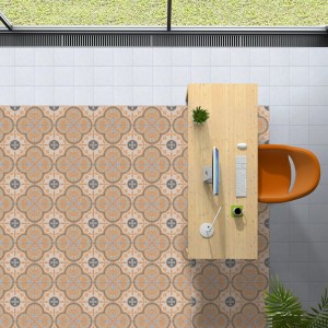 Piastrella in gres porcellanato smaltato opaco, 20x20 cm, con motivo beige e grigio. Adatta per interni ed esterni.