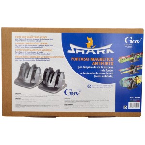 Porte-skis magnétique GEV Shark pour 2 paires de skis ou snowboards, verrouillable et protège la peinture.