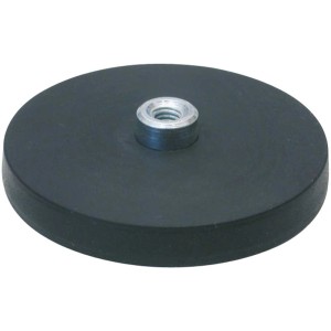 Magnete rivestito in gomma Ø 31mm con boccola filettata M4 per utensili domestici.