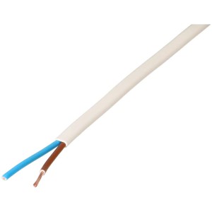 Cavo TDLF H03VVH2-F, bianco, 2 x 0,75 mm², lunghezza 10 m. Cavo piatto in plastica per elettrodomestici.