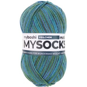 Laine Myboshi mysocks Merino Veilchen, multicolore (bleu, vert), pelote de 100g.