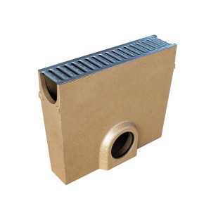 Boîte d'entrée ACO Self 0,5 m avec grille, béton polymère, caniveau de drainage pour cour et jardin.