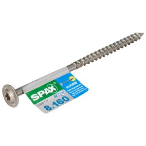 Vite a testa larga Spax Hi.Force, 8x160mm, in acciaio inox A2 per costruzioni in legno.