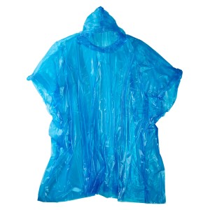 Cape de pluie bleue LUX en plastique, hydrofuge et avec capuche.