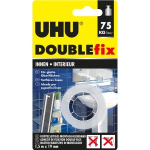 UHU Doubleband Fix Stark, rotolo da 1,5 m. Nastro biadesivo di montaggio per interni.