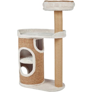 Arbre à chat Trixie Falco, 117 cm, gris clair/marron, avec grotte, plateformes et poteaux en sisal.