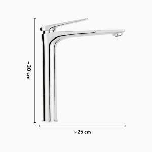 Miscelatore lavabo baliv WT-5081 cromato, rubinetto alto per lavabi senza foro.