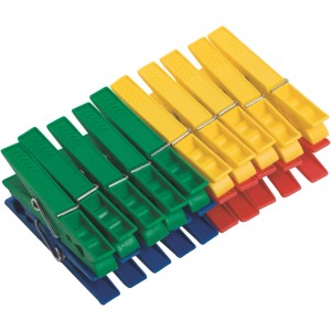 20 mollette colorate in plastica (giallo, blu, verde, rosso) per stendibiancheria.