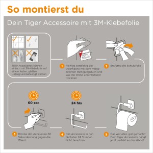 Istruzioni: Installazione del porta carta igienica Tiger Tune con nastro 3M.