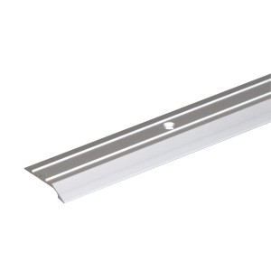 Silbernes Bodenausgleichsprofil aus Aluminium, 2 mm stark, 30 mm breit und 1000 mm lang.