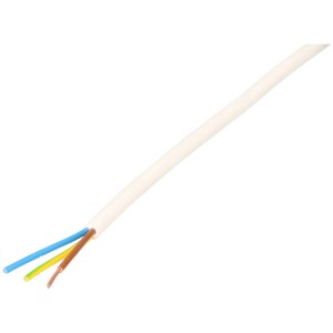 Cavo bianco TDLR H03VV-F, 3 x 0,75 mm², lunghezza 10 m. Guaina in plastica.