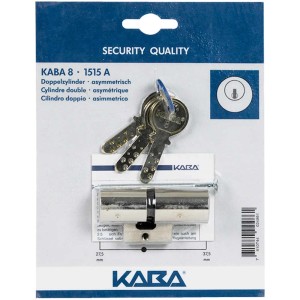 Cilindro doppio Kaba 8/1515A con 3 chiavi per porte d'ingresso.