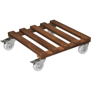 Wagner Gigant portavaso marrone 45x45cm in legno FSC® con quattro ruote.