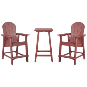 Ensemble bistro rouge Beliani Adirondack : table et 2 chaises en plastique.
