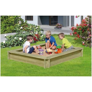 Sabbiera verde Pletscher Felix con bambini che giocano in giardino.