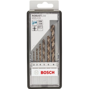 Jeu de forets à métaux Bosch Pro, 6 pièces, HSS-Co, dans un boîtier en plastique.